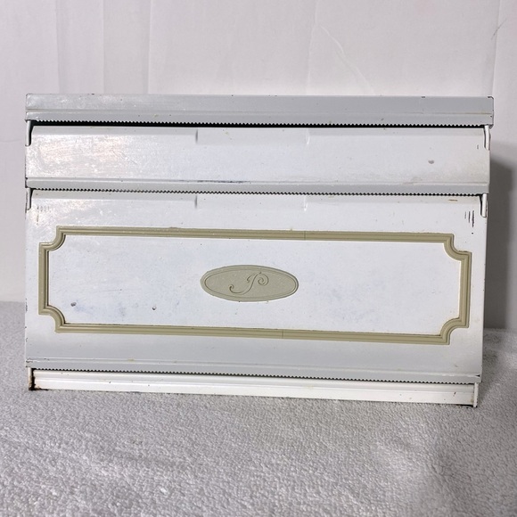 Vintage Ekco Unlimited White Metal Saran Wrap Tin Foil Paper Towel Dispenser - Picture 1 of 16
